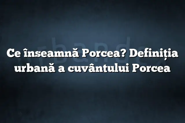 Ce înseamnă Porcea? Definiția urbană a cuvântului Porcea