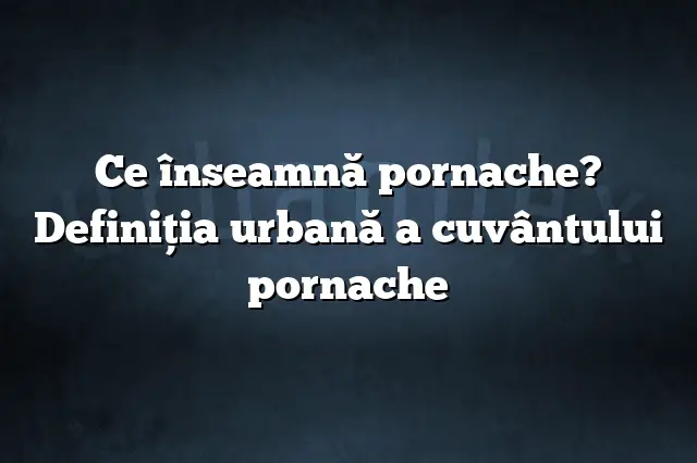 Ce înseamnă pornache? Definiția urbană a cuvântului pornache