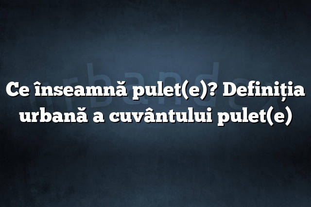 Ce înseamnă pulet(e)? Definiția urbană a cuvântului pulet(e)