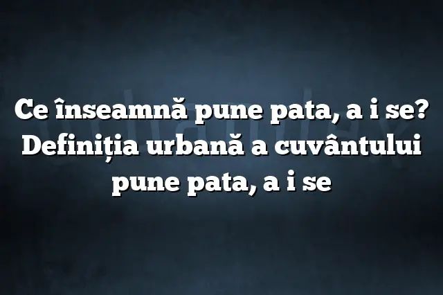 Ce înseamnă pune pata, a i se? Definiția urbană a cuvântului pune pata, a i se