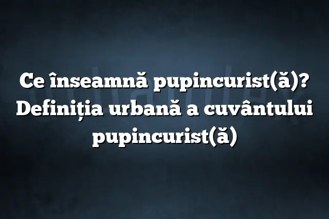 Ce înseamnă pupincurist(ă)? Definiția urbană a cuvântului pupincurist(ă)