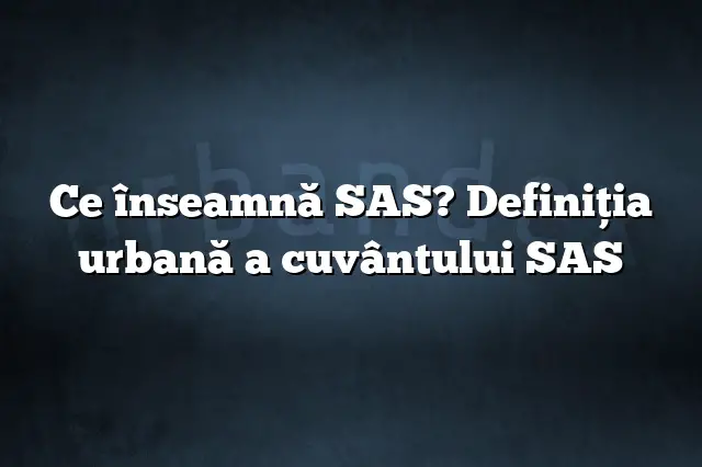 Ce înseamnă SAS? Definiția urbană a cuvântului SAS
