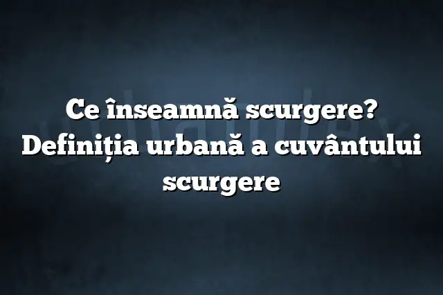 Ce înseamnă scurgere? Definiția urbană a cuvântului scurgere