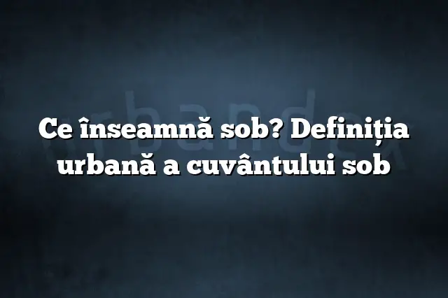 Ce înseamnă sob? Definiția urbană a cuvântului sob