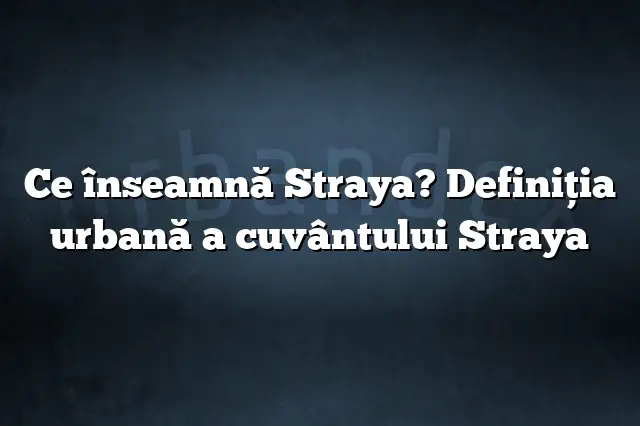 Ce înseamnă Straya? Definiția urbană a cuvântului Straya