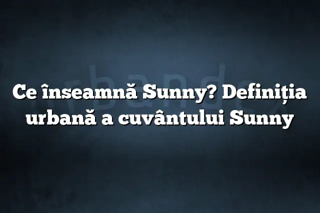 Ce înseamnă Sunny? Definiția urbană a cuvântului Sunny