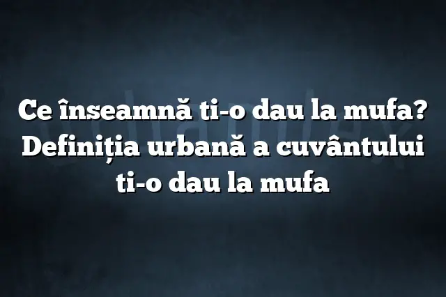 Ce înseamnă ti-o dau la mufa? Definiția urbană a cuvântului ti-o dau la mufa