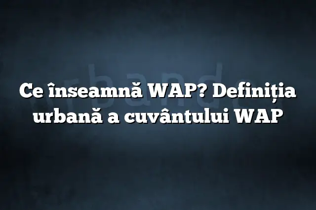 Ce înseamnă WAP? Definiția urbană a cuvântului WAP