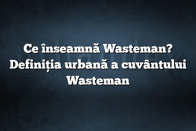 Ce înseamnă Wasteman? Definiția urbană a cuvântului Wasteman