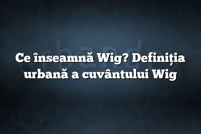 Ce înseamnă Wig? Definiția urbană a cuvântului Wig