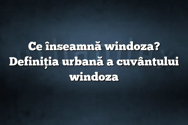 Ce înseamnă windoza? Definiția urbană a cuvântului windoza