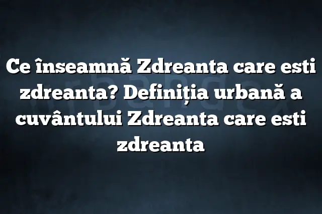 Ce înseamnă Zdreanta care esti zdreanta? Definiția urbană a cuvântului Zdreanta care esti zdreanta