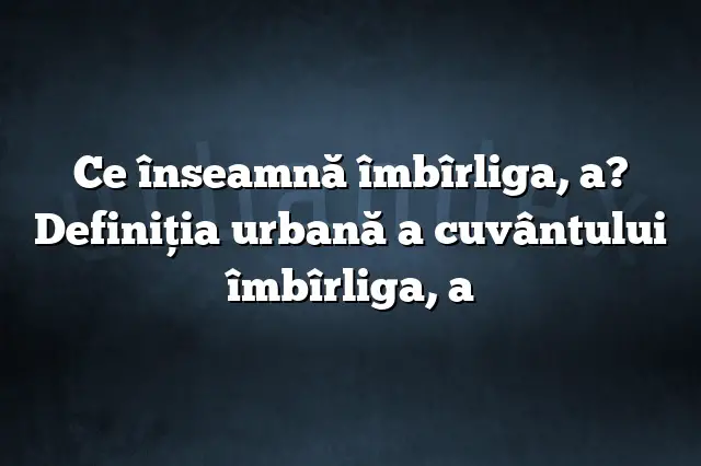 Ce înseamnă îmbîrliga, a? Definiția urbană a cuvântului îmbîrliga, a