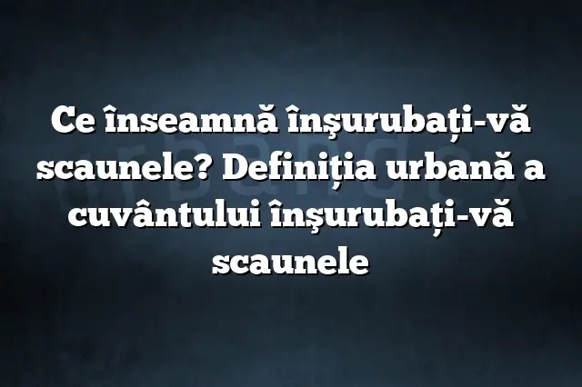 Ce înseamnă înşurubaţi-vă scaunele? Definiția urbană a cuvântului înşurubaţi-vă scaunele