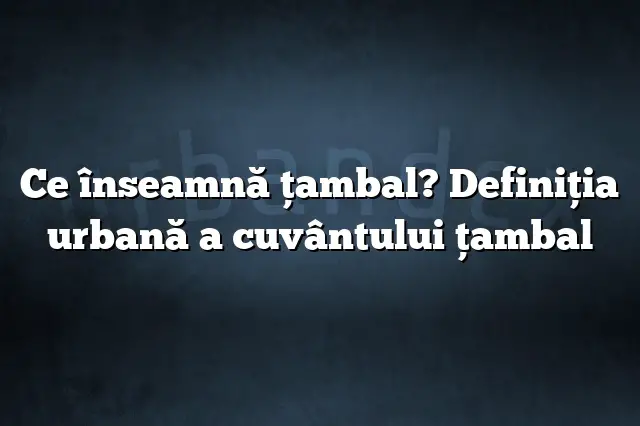 Ce înseamnă ţambal? Definiția urbană a cuvântului ţambal