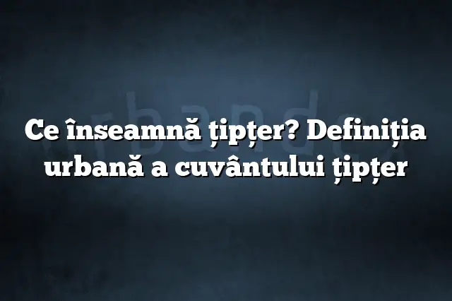 Ce înseamnă ţipţer? Definiția urbană a cuvântului ţipţer