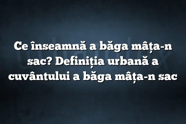 Ce înseamnă a băga mâța-n sac? Definiția urbană a cuvântului a băga mâța-n sac