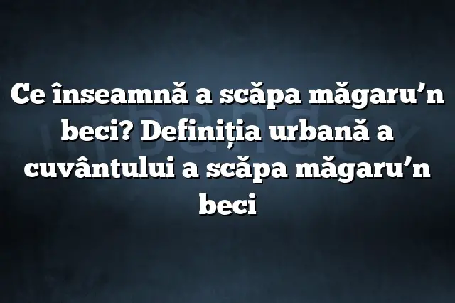 Ce înseamnă a scăpa măgaru’n beci? Definiția urbană a cuvântului a scăpa măgaru’n beci